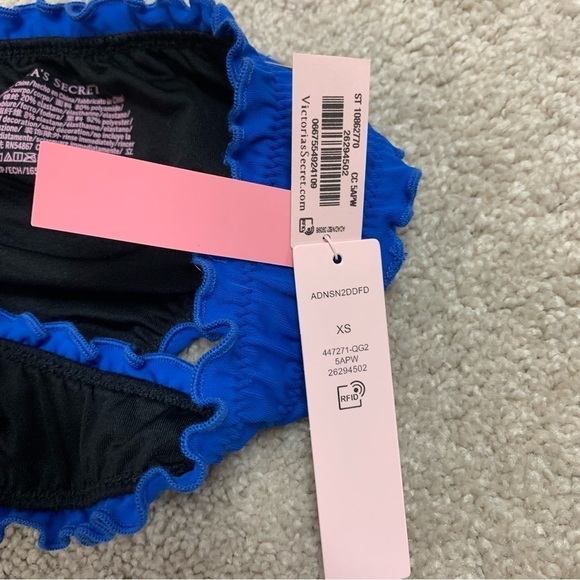 VICTORIA’S Secret sapphire blue Capri Ruffle Cheeky Bottom Sz XS NWT - Picture 4 of 8